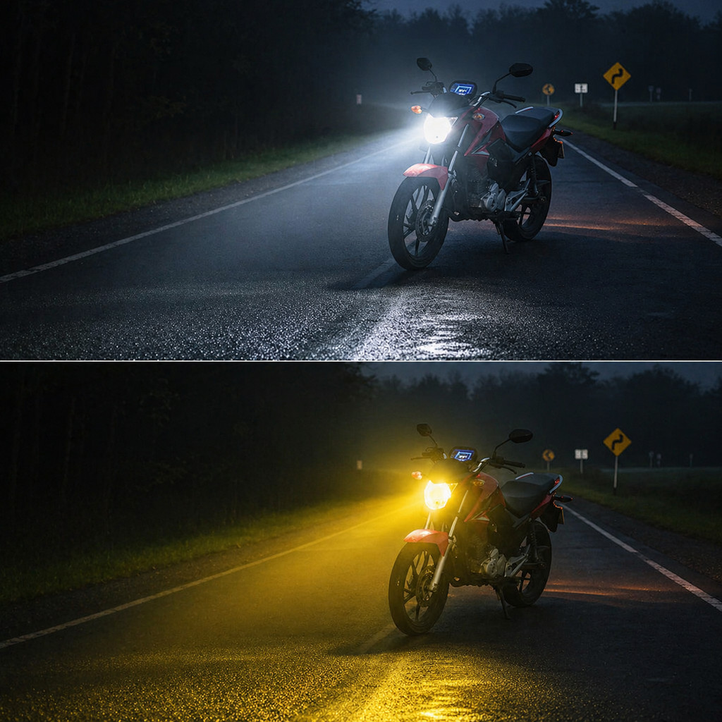 Lampada De Led Olho Peixe Bicolor H4 Moto 6500k Cg 125 150 160 Start Fan Titan Fazer Twister 250 — imagem 2 de 2