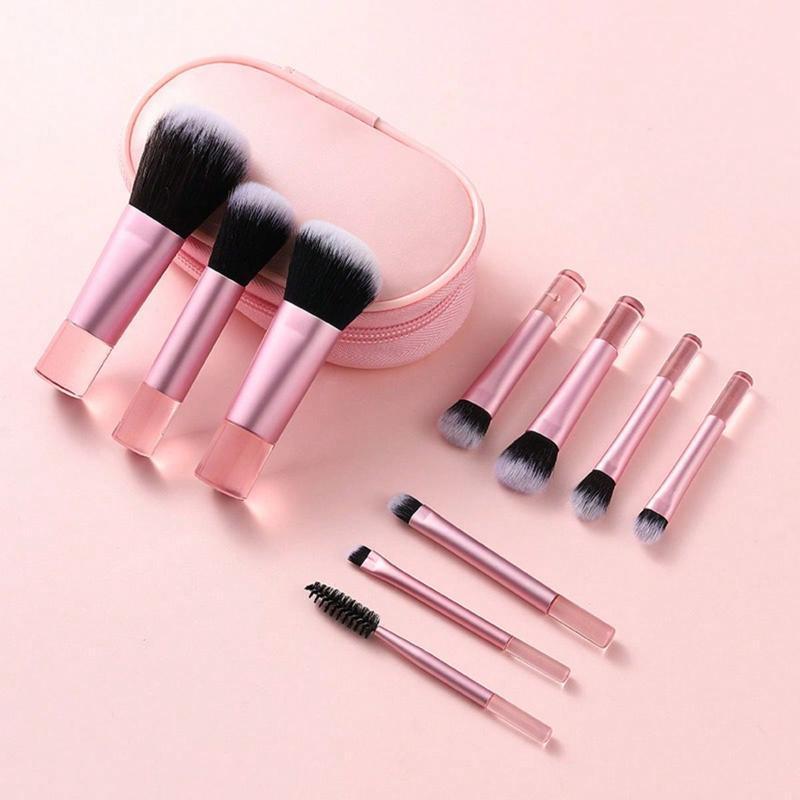 Kit 10 mini Pincéis de Maquiagem Profissional–Portátil Profissional Com Bolsa Para Viagem — imagem 2 de 2