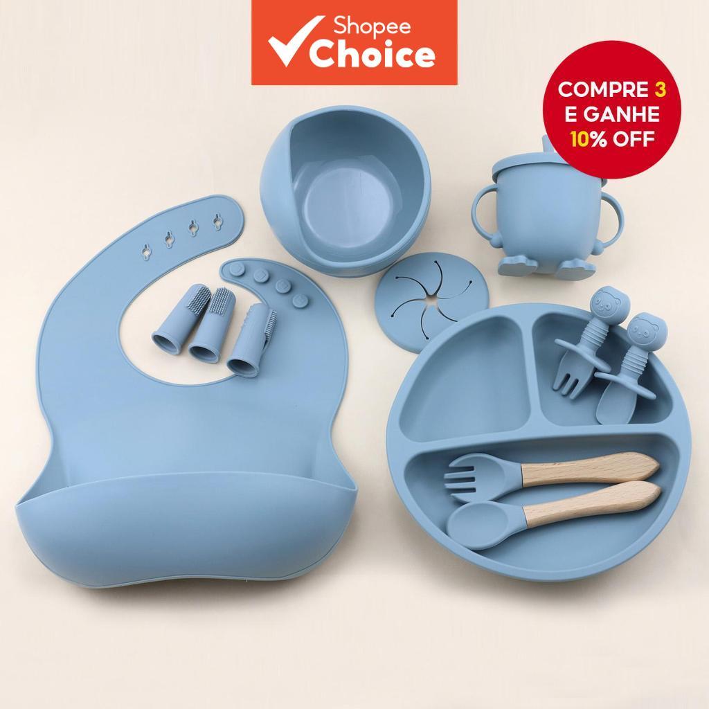 Conjunto De Alimentação Para Bebês De Silicone , 12 Peças , Suprimentos Desmame De , Talheres Crianças Com Copo De Água 