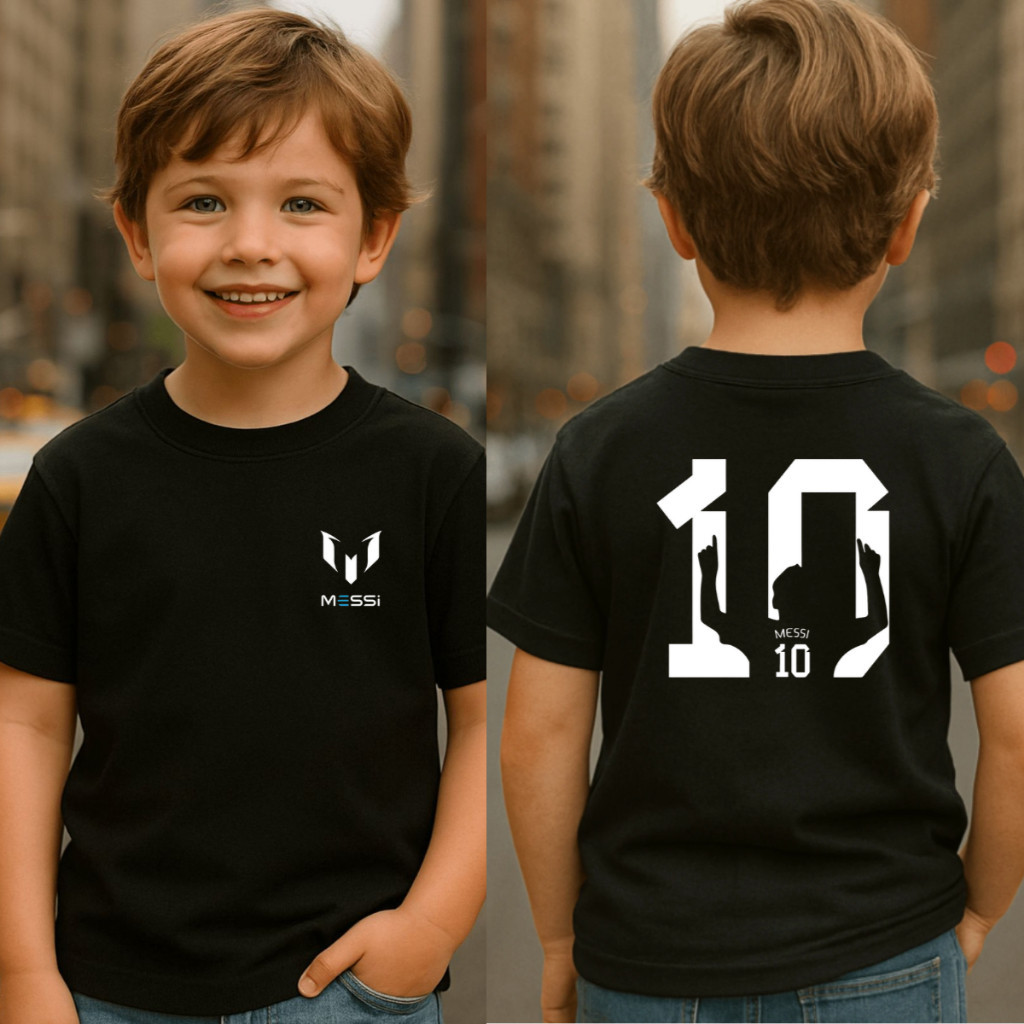 Camiseta Básica Infantil Algodão Lionel Messi Camisa MESSI 10 Futebol