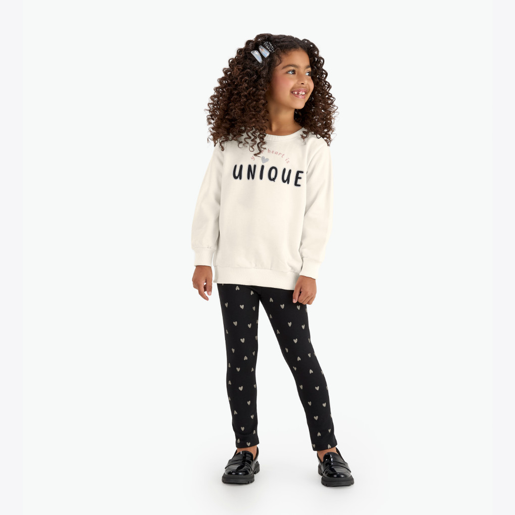 Conjunto Infantil Menina Moletom Manga Longa Estampado Rovitex