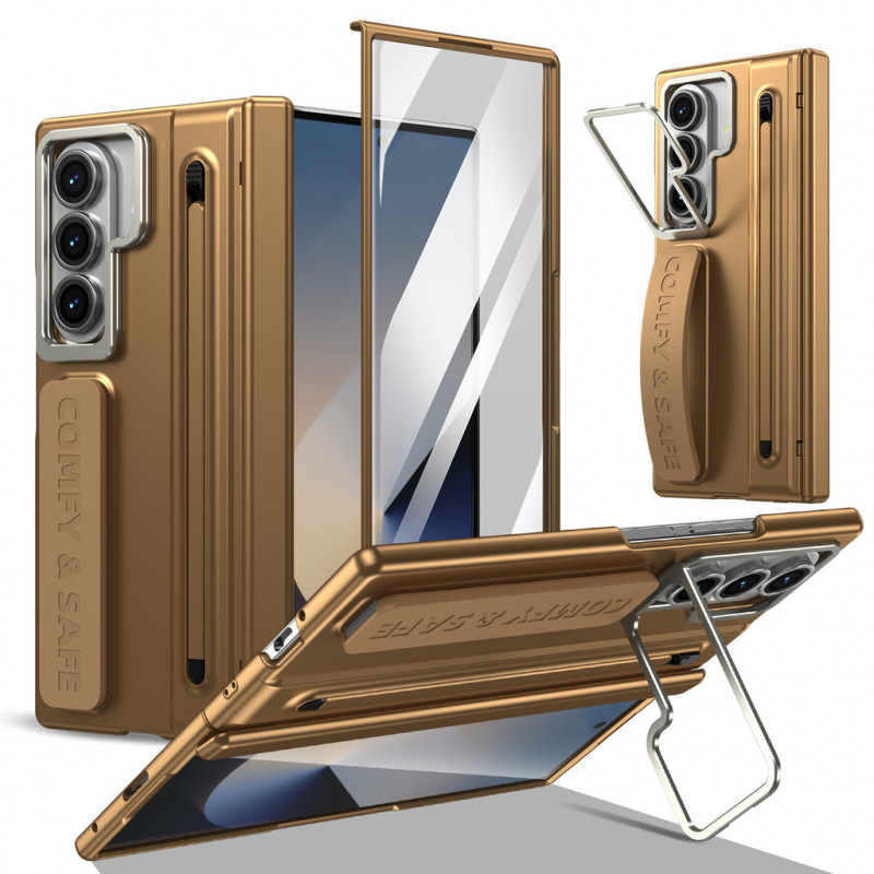 Para Samsung Galaxy Z Fold 7 Proteção De Dobradiça Magnética Suporte De Lente Caneta Stylus Case 6 5 4 3 Protetor De Vid
