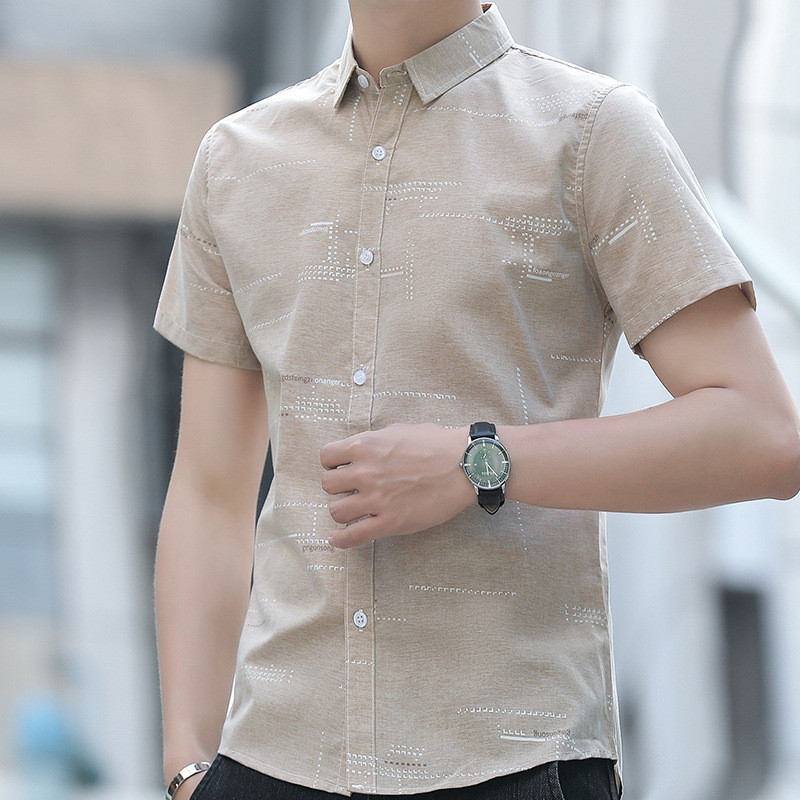 Moda magro-ajuste camisa masculina verão camisa de manga curta versão coreana magro-ajuste negócios All-match camisa mas