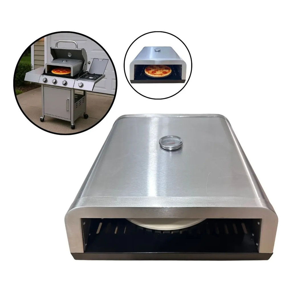 Forno De Pizza Para Churrasqueira Em Aço Inox Com Pedra Refrataria Gourmet Portatil Profissional