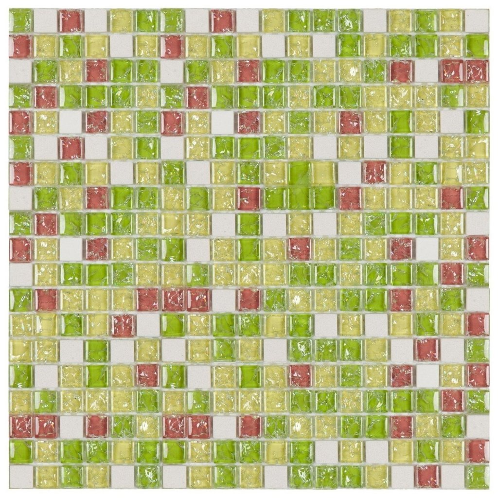 Revestimento Pastilha de Vidro e Marmore de 31cm X 31cm Rende  Glass Mosaic Verde
