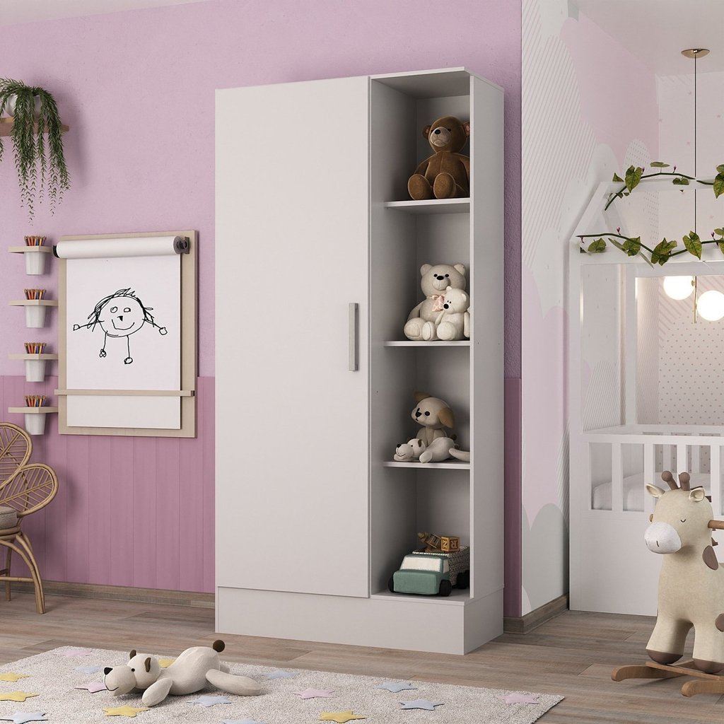 Guarda Roupa Infantil 1 Porta Sara Espresso Móveis Branco Branco