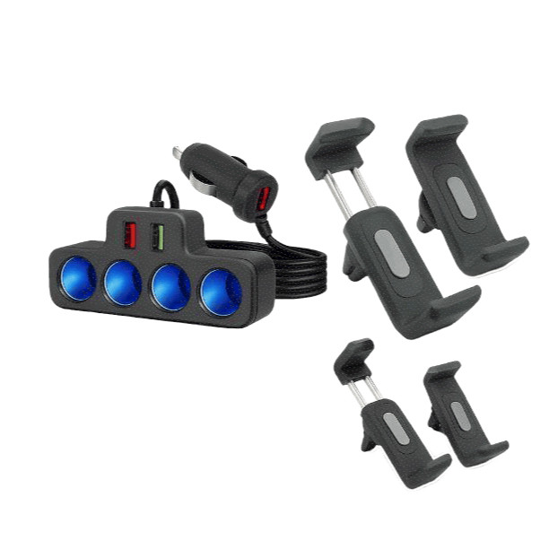 Kit Adaptador Veicular carregador e isqueiro 7 em 1 + Suporte Celular GPS