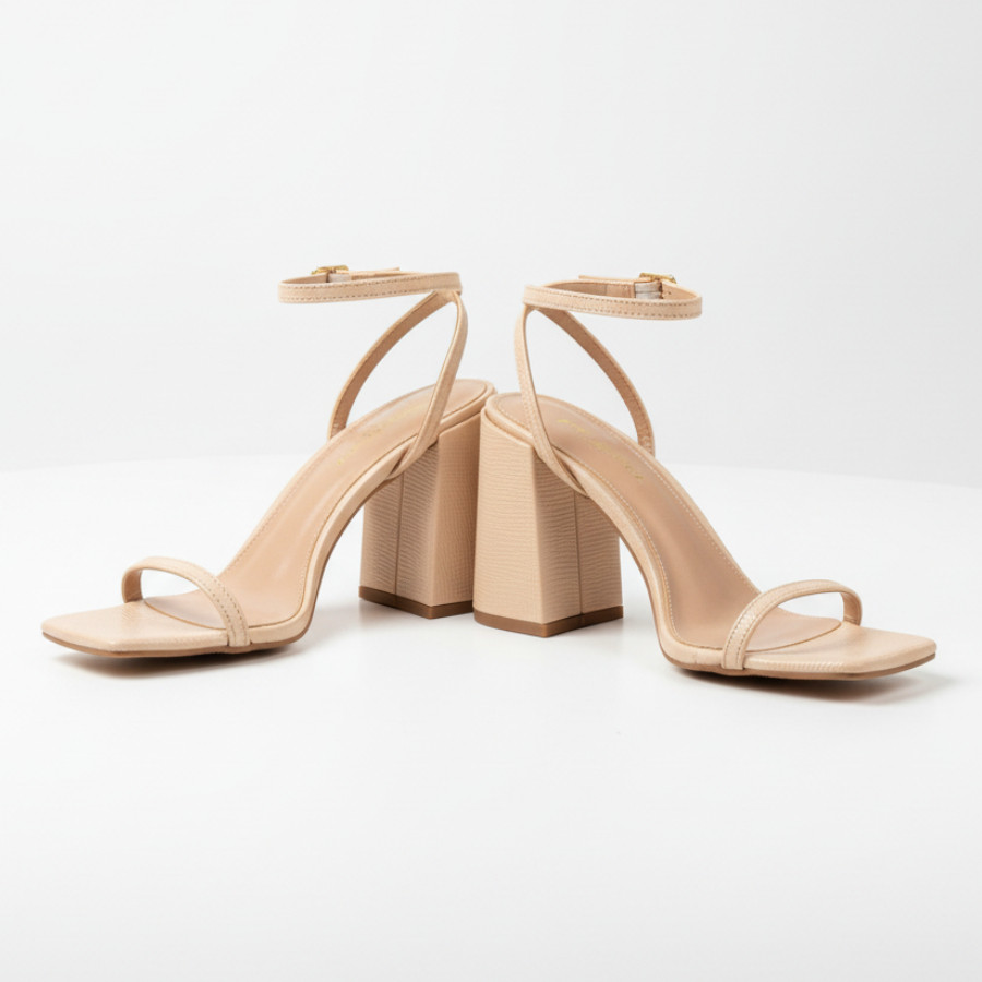 Sandália Feminina Salto Grosso 9cm Nude Caramelo - Moderna, Elegante e Confortável Caramelo Confortável Moda Lançamento
