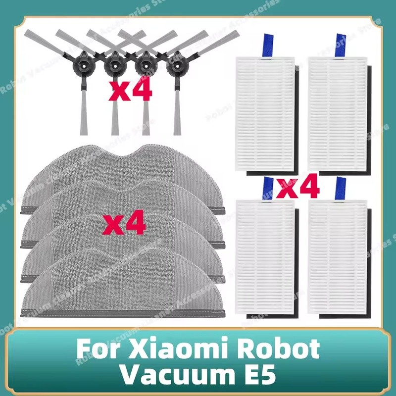 Para Xiaomi Robô Aspirador De Pó E5/C108 Acessórios Substituição Escova Lateral Heap Filtro Mop Pano Peças Reposição