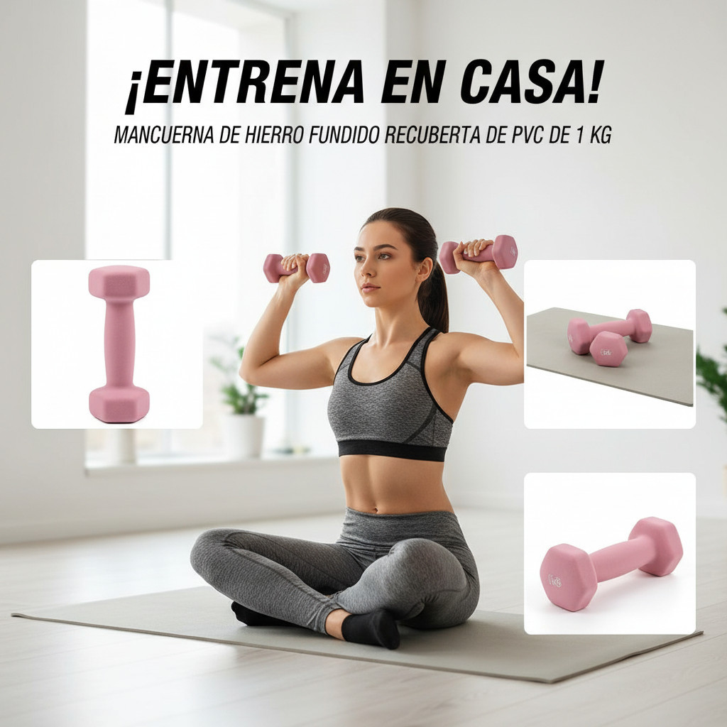 Halter 1kg o Par total 2kg Ferro Fundido Antiderrapante Treino Em Casa Peso de Academia