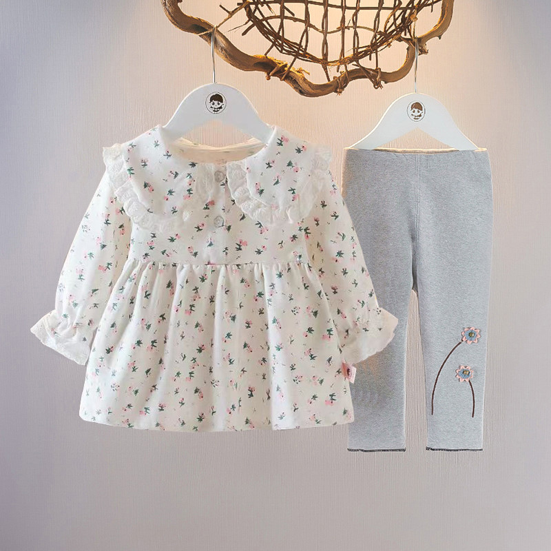 Meninas terno primavera 2026 novo estilo meninas moda primavera roupas do bebê menina roupas de algodão puro moda crianç