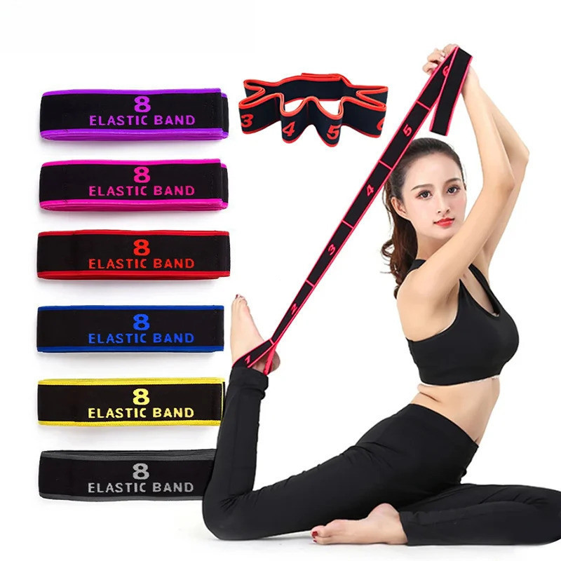 Cinta Elástica de Yoga Estilo Dança de 8 Seções, Faixa Elástica de Resistência para Pilates e Fitness Latino D 7524