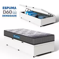 Cama Box Baú com Colchão de Espuma D60 Double Face Guarda Costas Comfort Force Probel Solteiro 88cm