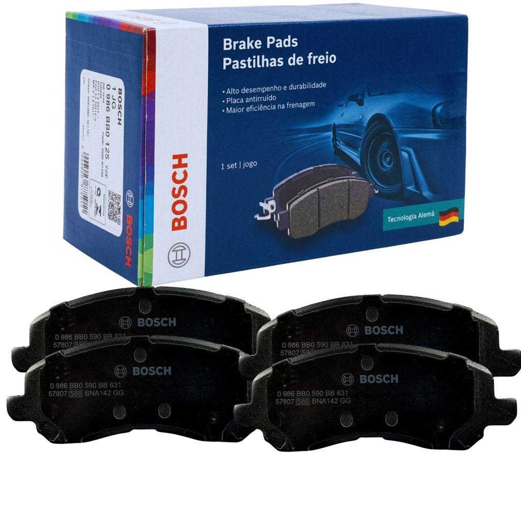 JOGO PASTILHA DE FREIO A DISCO DIANTEIRA BOSCH ORIGINAL MITSUBISHI OUTLANDER ASX E JEEP COMPASS