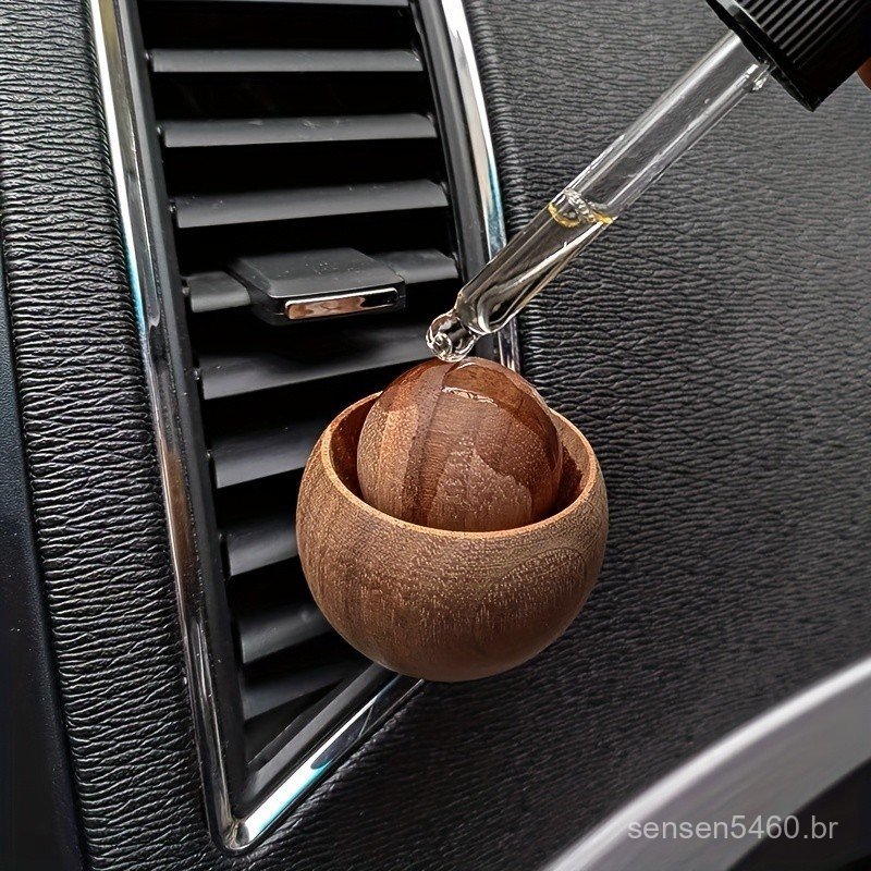 Difusor de Aromas Artesanal para Carro - Difusor de Madeira de Nogueira Preta Natural com Design Elegante, Sem Fragrânci