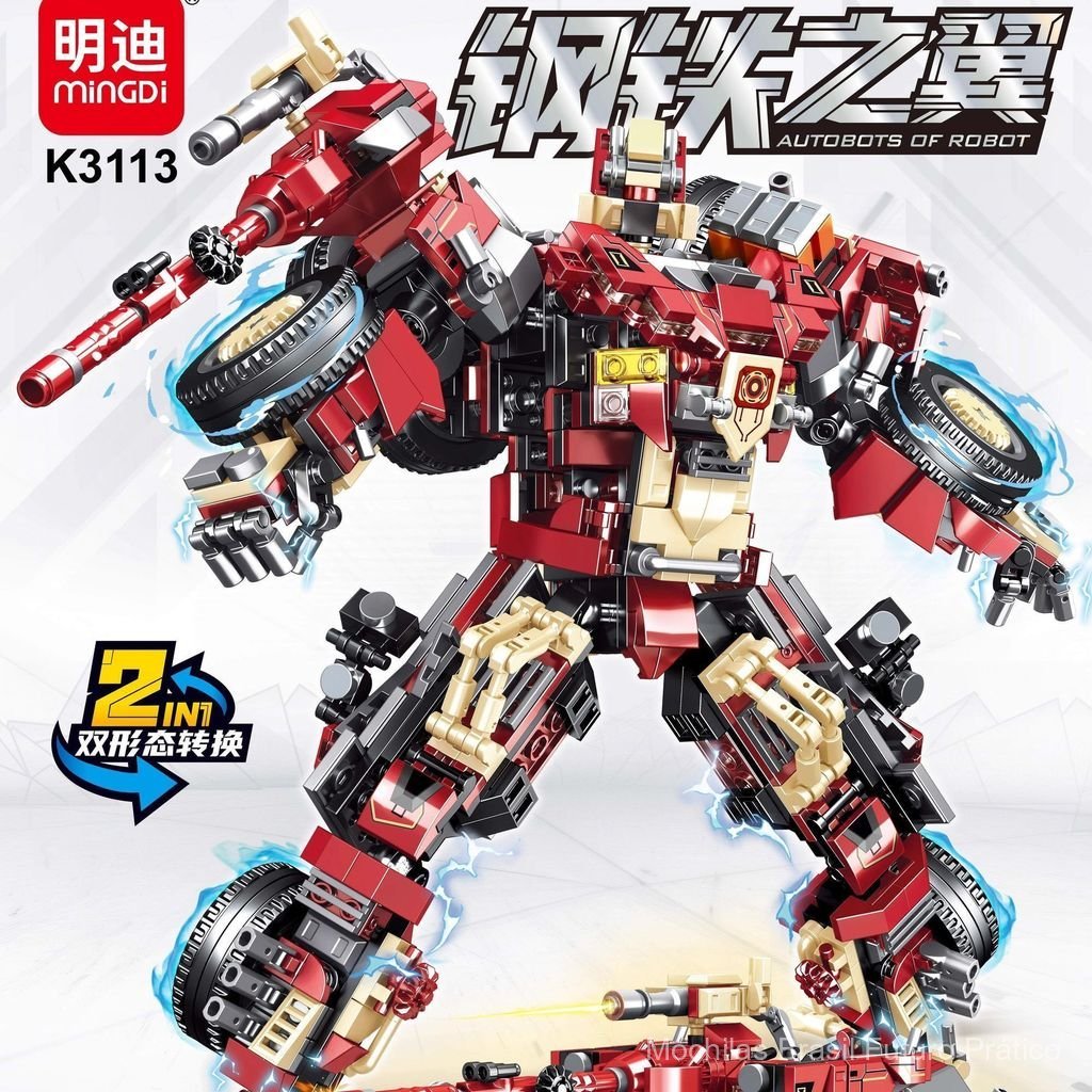 Compatível com blocos de montar Lego, brinquedo educativo de montagem Mecha Transformers Optimus Prime, presente para o