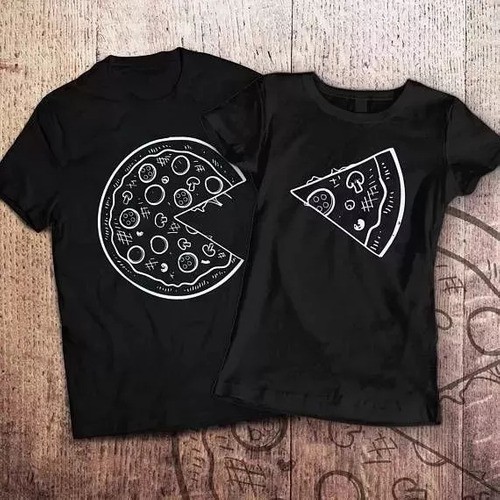 Camiseta e baby Look Casal Namorados Pizza a mais vendida