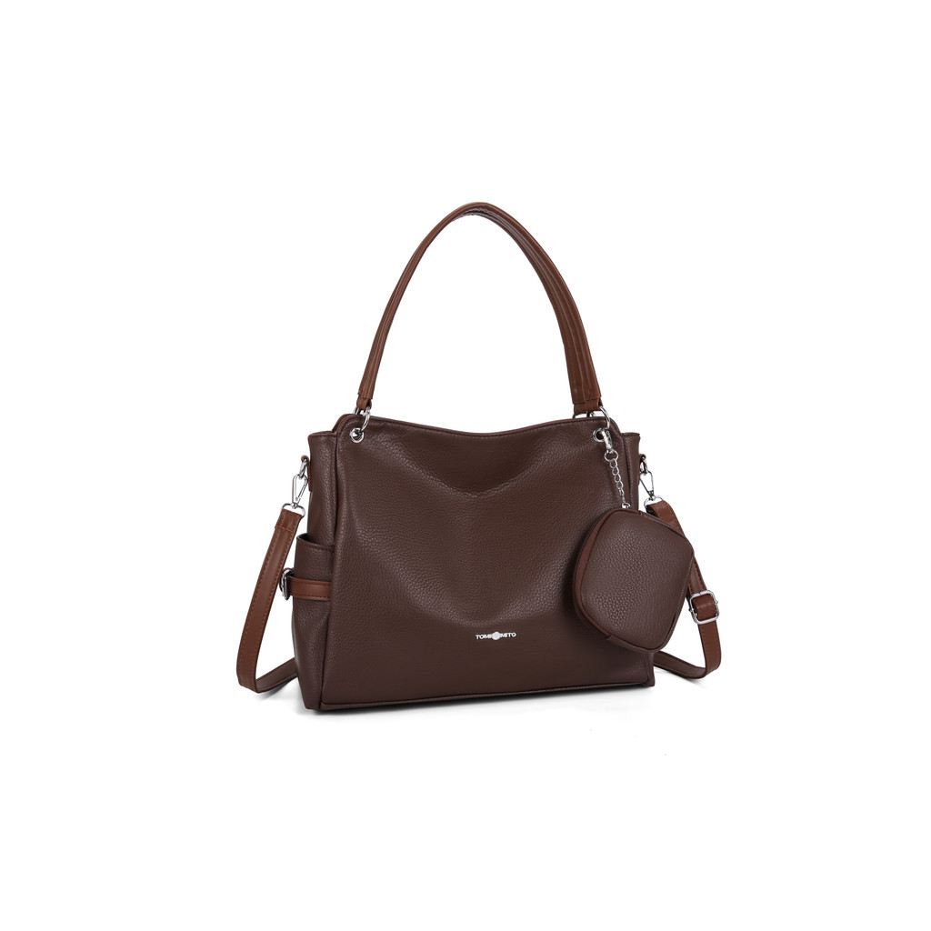 Bolsa Feminina Grande Capacidade Couro Sintético Transversal Casual para Trabalho Faculdade com Zíper TM9191 JZ