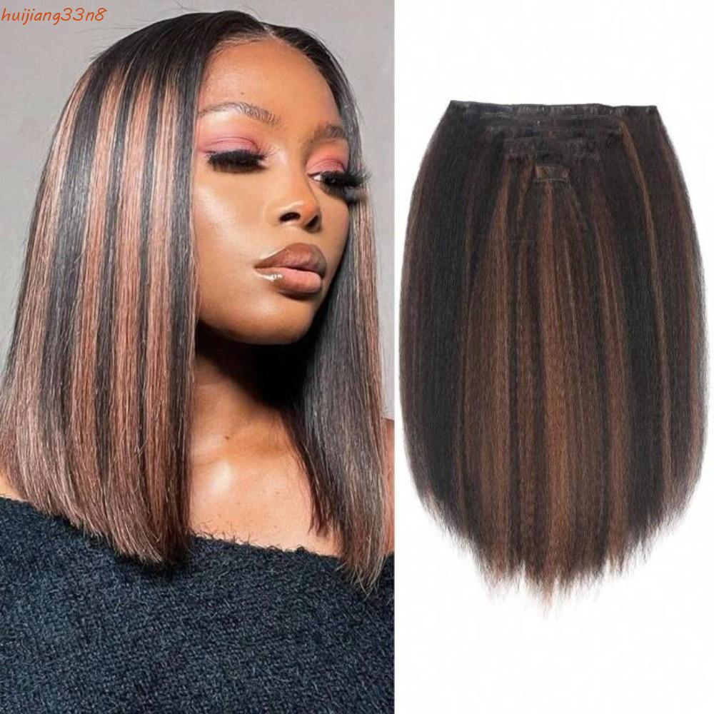 HUIJIANG 7 Pçs/set Extensões De Cabelo Sintético , 16 Clipes Em Camadas Longo Clipe Na Peruca , Invisível