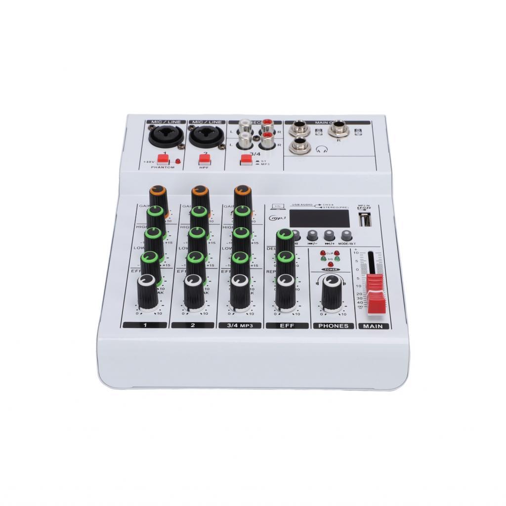 ucanshop.br Placa de mixagem de DJ Mini Mixer de som de 4 canais com BT MP3 USB 48V Phantom Power Amplificador de