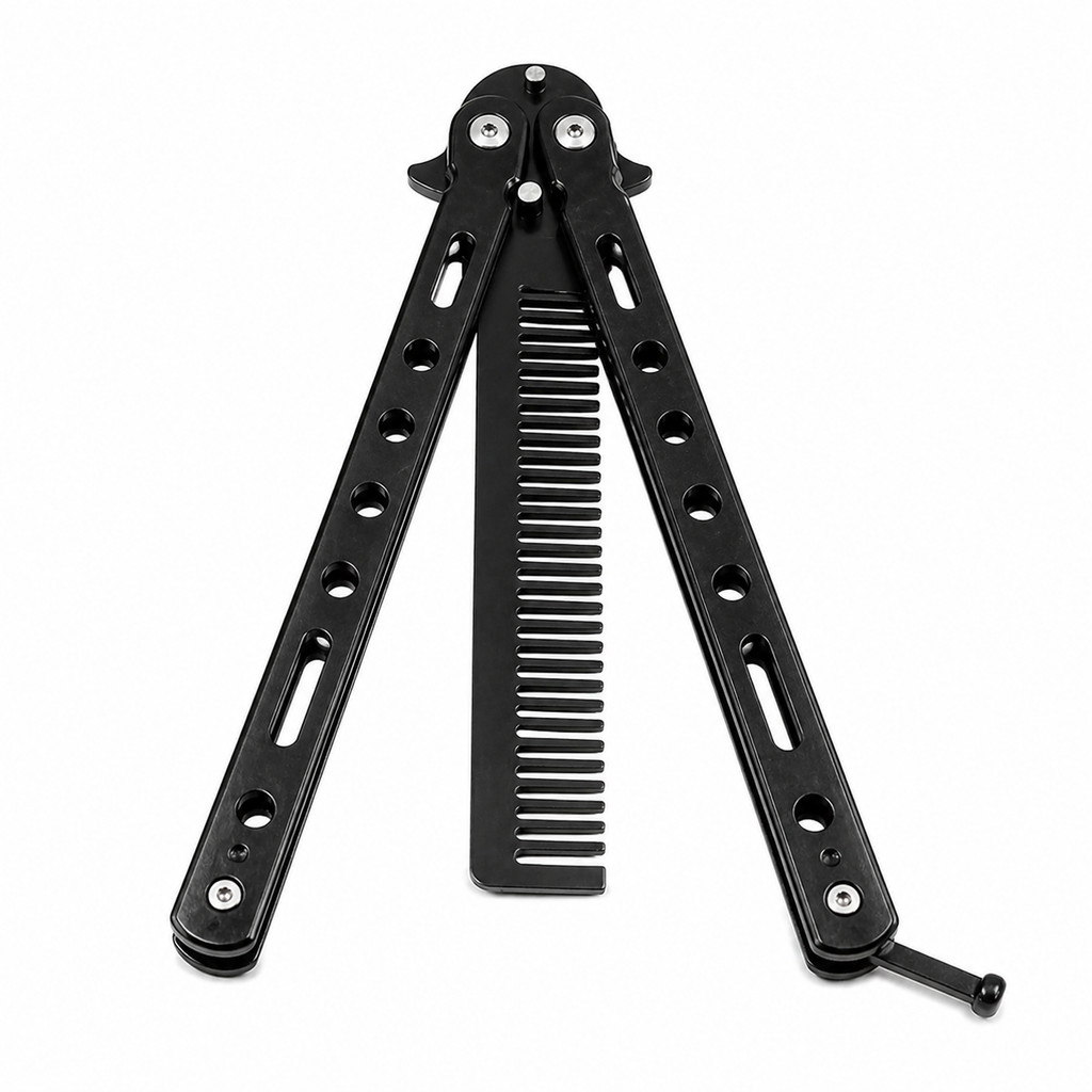 Canivete Pente Inox Borboleta Treino Sem Fio Preto