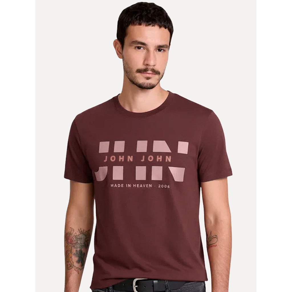 Camiseta John John Masculina Slim Fit Street Vinho