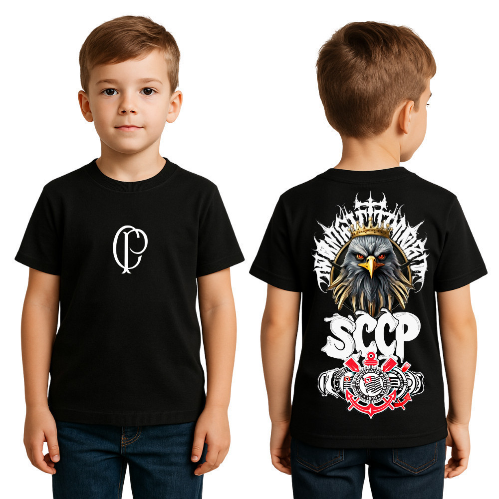 Camiseta Gaviões Tshirt Corinthians Moda Infantil Torcedor Camisa Para Criança - Envio Rapido