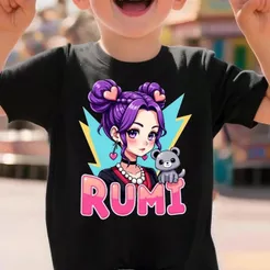T-shirt Rumi'S Purple Power para menino e menina 100% algodão para uso diário garantindo conforto e respirabilidade