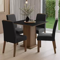 Conjunto Sala de Jantar Tampo de Madeira 4 Cadeiras Rustic/Preto/Oxford Aspen Madesa