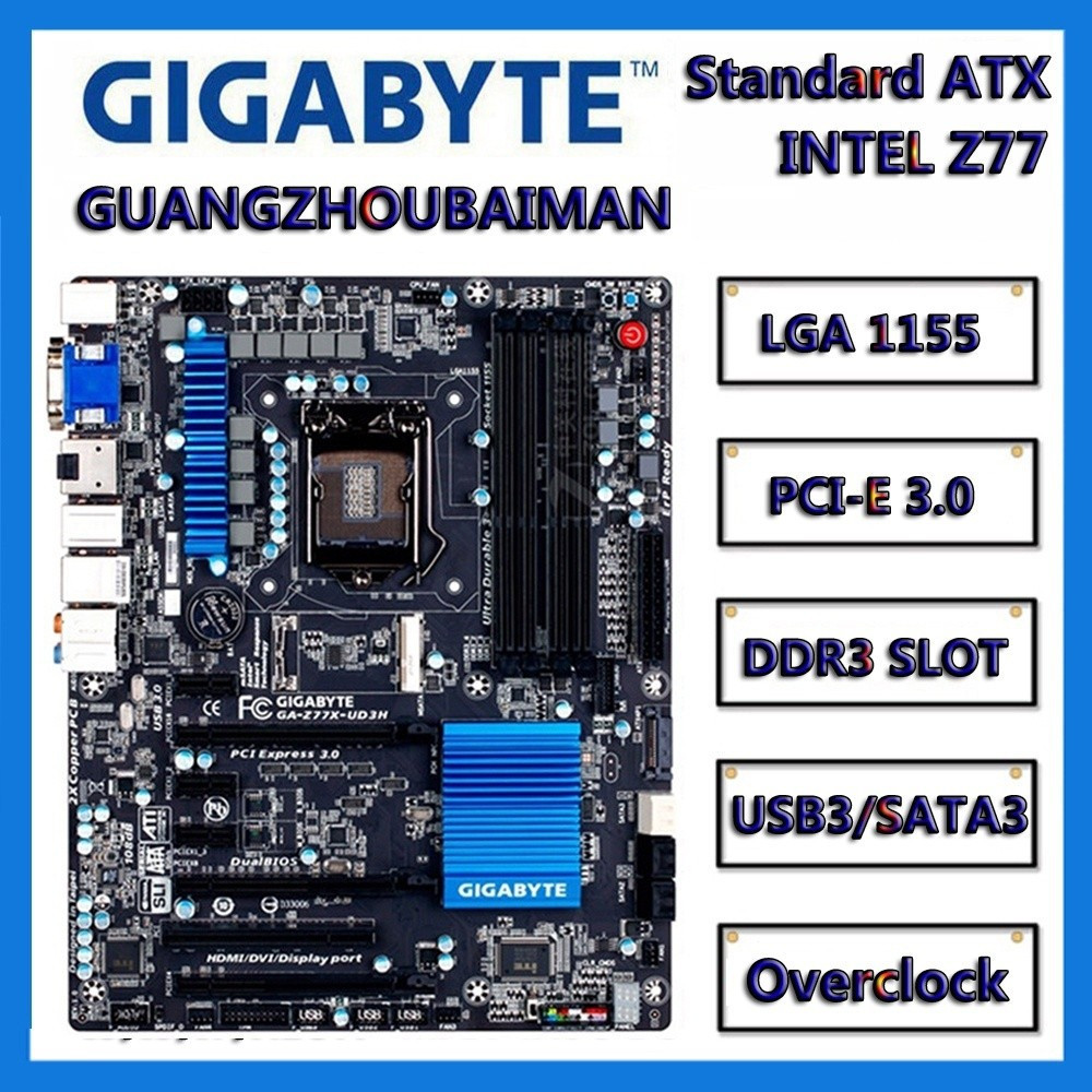 Z77M-D3H H77M lga 1155 NO B75 H77 Gigabyte Z77X-UD3H D3H Z77 DS3H HD3 Z77P-D3 Z77 Placa-Mãe DDR3