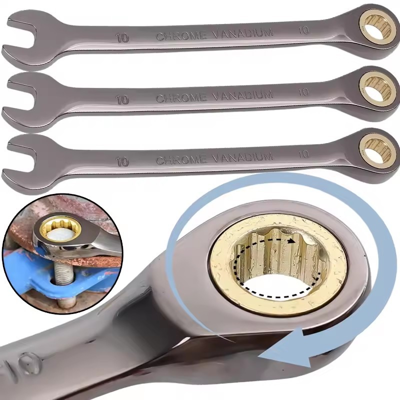 Chave Inglesa De Reparo Mecânico-Combinada De Catraca De 72 Dentes De Aço Ajustável Desmontagem De Peças De Carro-Ferram