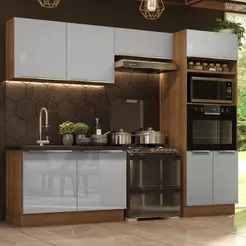 Cozinha Completa Madesa Lux 270001 com Armário e Balcão - Rustic/Cinza