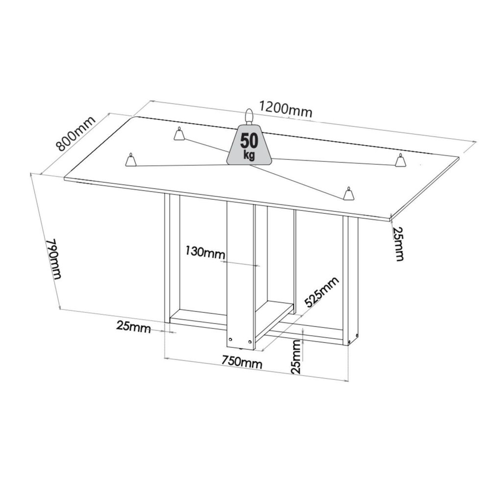 Conjunto Canto Alemão Baú América com Mesa de Jantar Retangular 1,20x80 e 2 Cadeiras Dalas Yescasa
