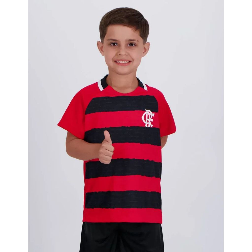 Camisa Flamengo Raglan 86 Manto Infantil RubroNegro Camiseta Torcedor Retro Oficial Licenciado Mengo