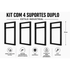 Kit com 4 Suporte Prateleira suspensa estilo Industrial