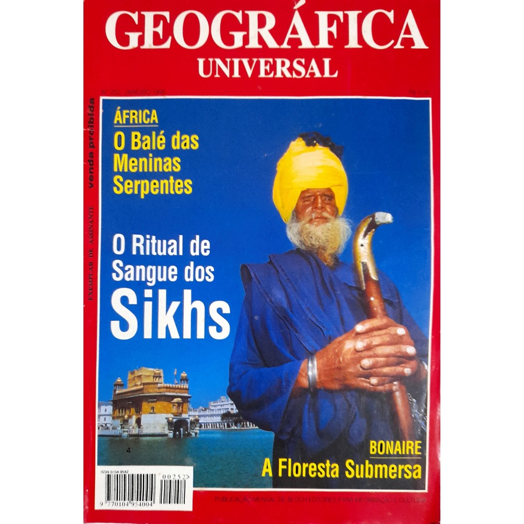 Revista Geográfica Universal nº 252 Janeiro 1996 O Ritual de Sangue dos Sikhs de Bloch 7992593
