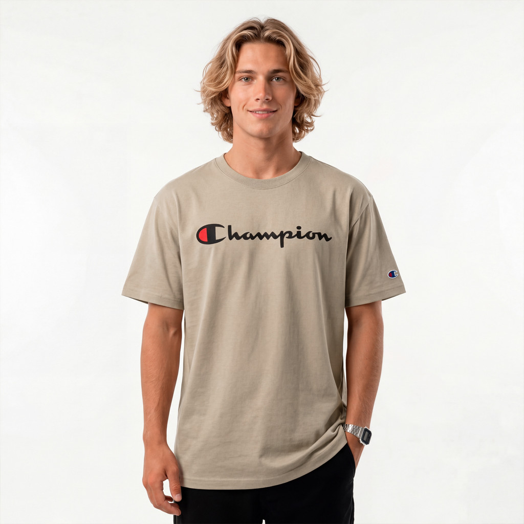 Camiseta Champion Logo Script INK | Dark Khaki