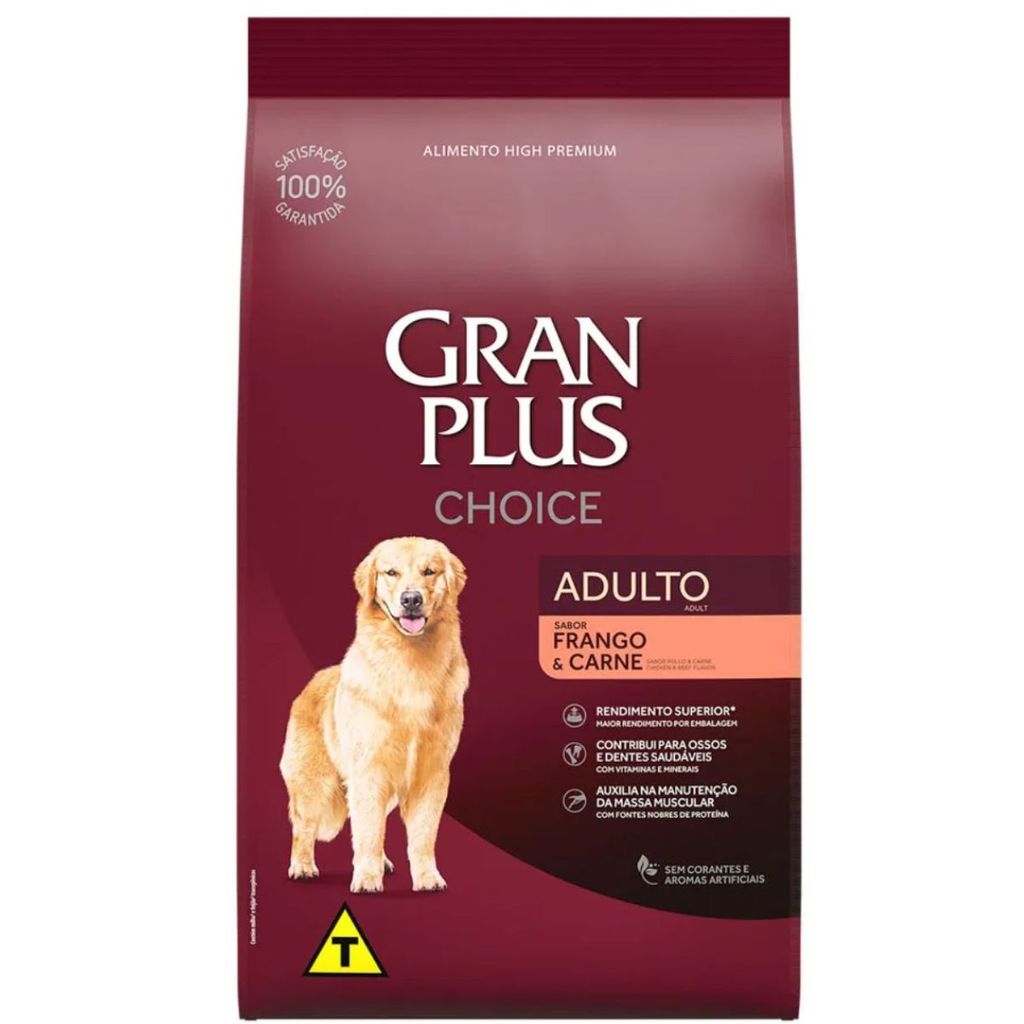 Ração GranPlus Choice Cães Adultos Sabor Frango e Carne 10Kg