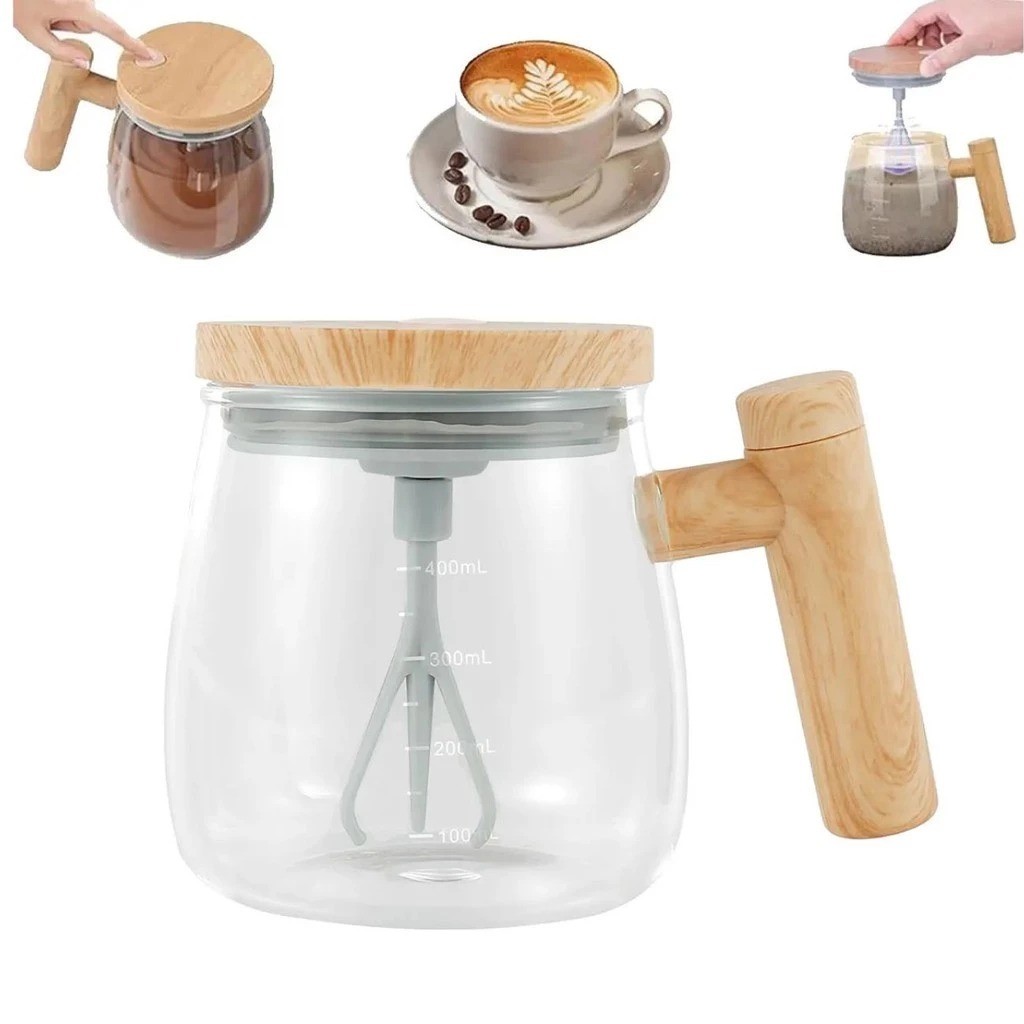 Caneca Misturadora Automática Vidro 400ml Para Café Whey e Chá