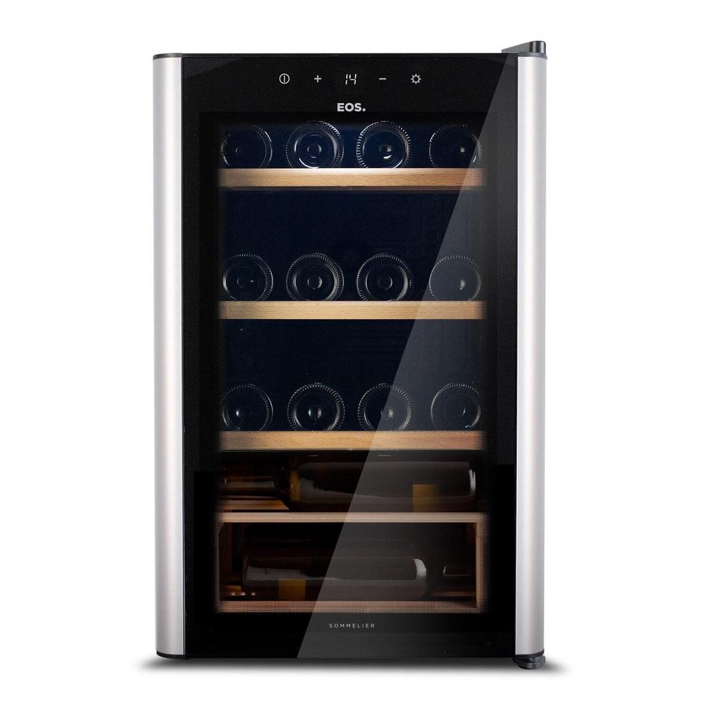 Imagem Adega Climatizada 22 Garrafas EOS Premium com Porta de Vidro e Inox Prateleira de Madeira com Compressor EAC24IM 110V