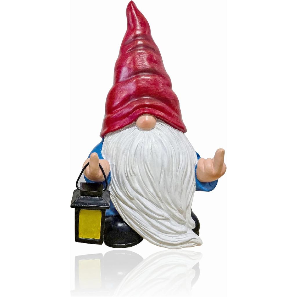 Estátua de Gnomo com o Dedo do Meio - Gnomo de Jardim Engraçado e Atrevido para Decoração Externa, Ornamento de Gramado