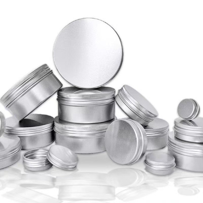 Latas de metal de alumínio redondo frasco cosmético recipiente parafuso caixa organizadora