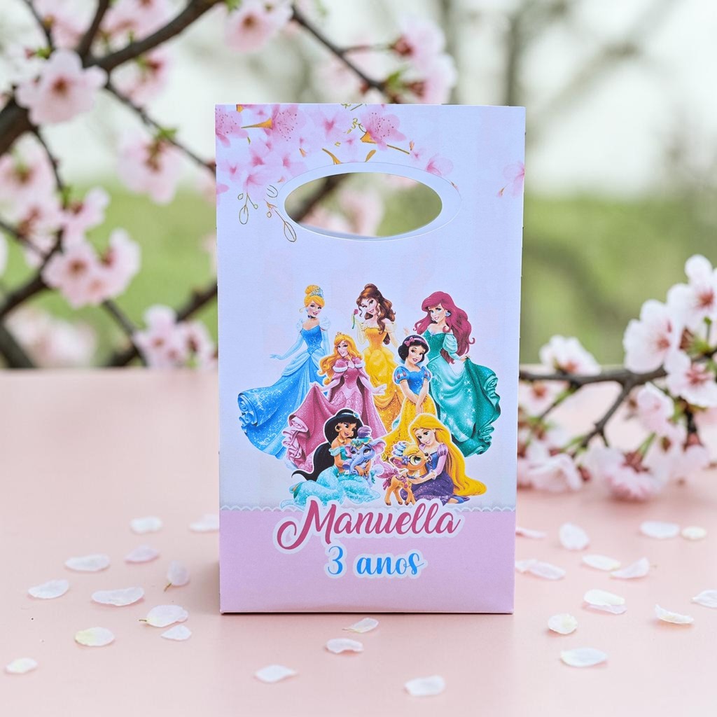 PEGUE E MONTE - Sacolinha Surpresa Personalizada PRINCESAS - Lembrancinha para festa