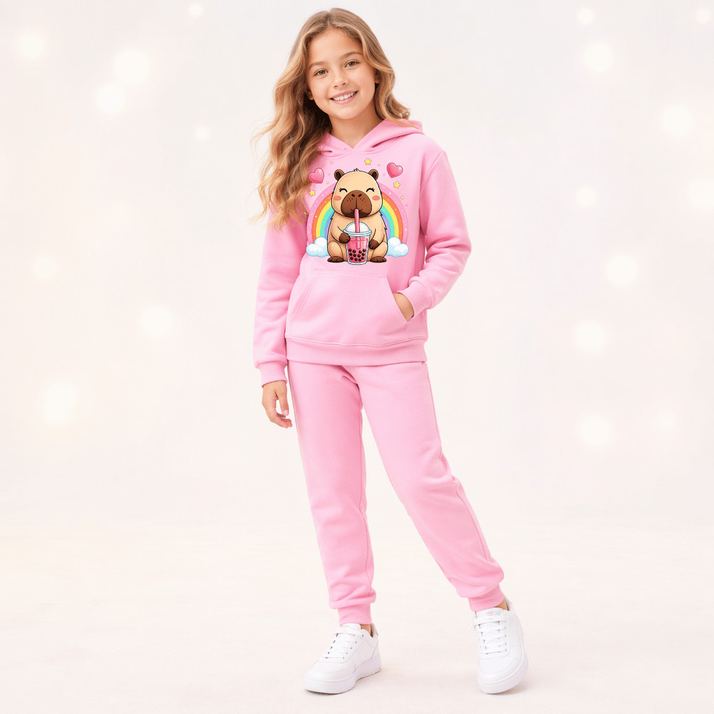 Conjunto moletom infantil capivara flanelado super quentinho confortável inverno bloguerinha