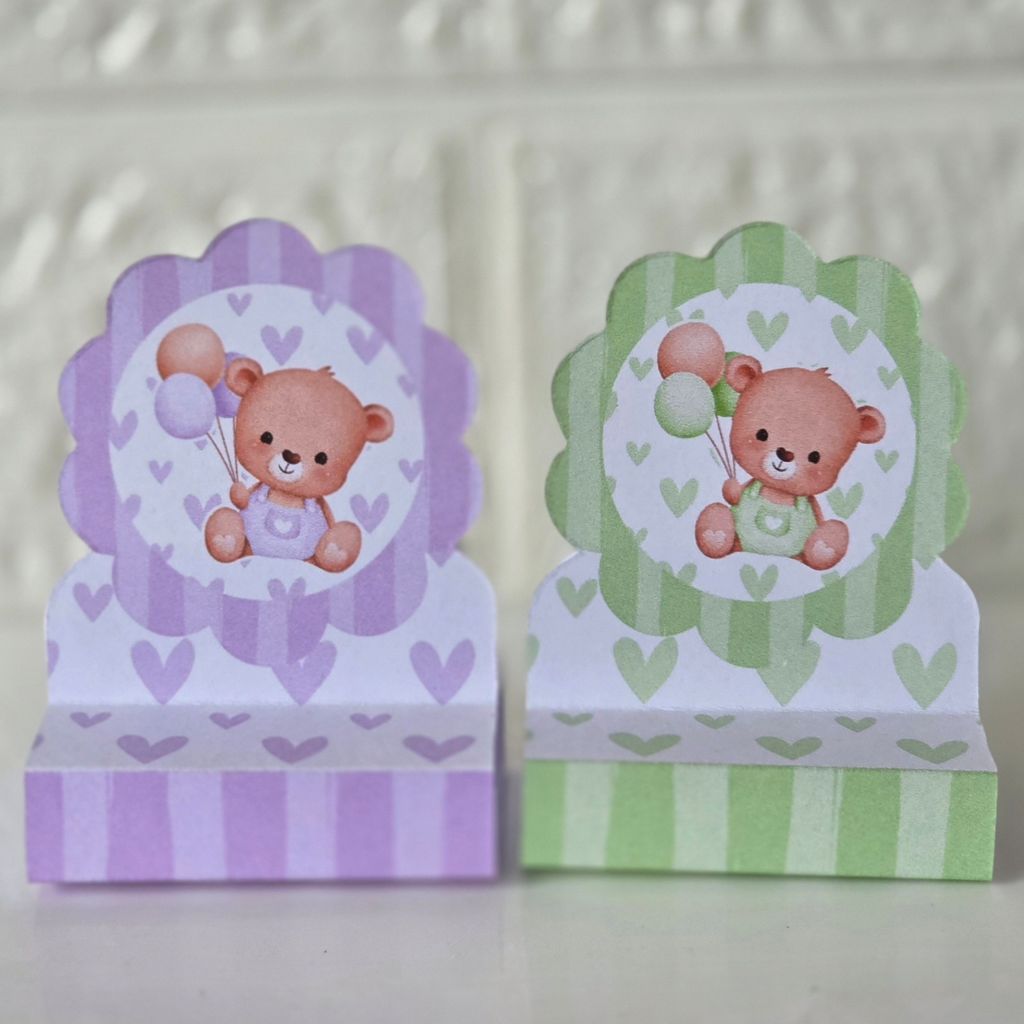 Porta bis duplo Ursinhos LILÁS E VERDE - PEGUE E MONTE - chá de bebê revelação fraldas kit festa lembrancinhas mimos