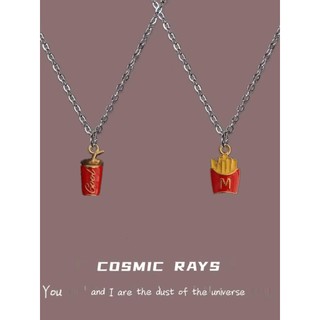 Pequenas batatas fritas tridimensional pingente colar longo moletom corrente camisola nicho luz luxo casal estilo todos 