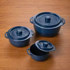 Kit 3 Potes Panelinhas Herméticas Redondas Azuis Mini Caçarola Ramekin Plástico Plasútil