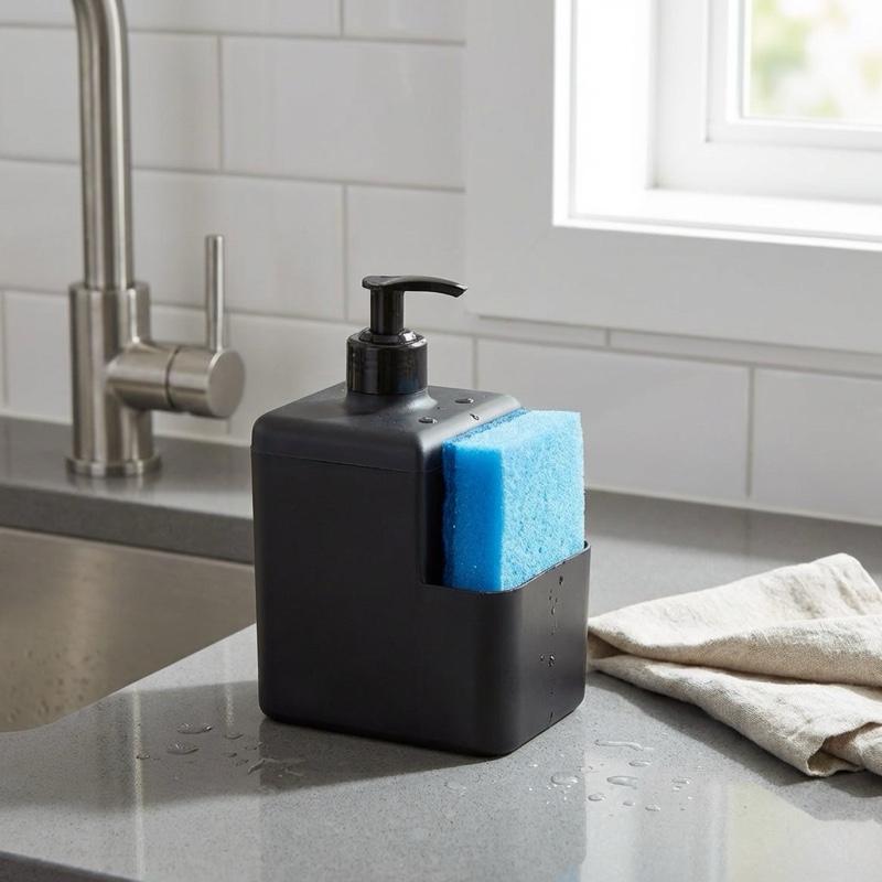 Dispenser de Detergente Preto – Praticidade na sua Pia!