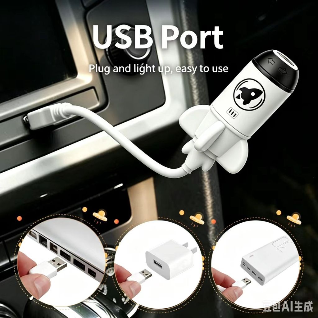 Luz Noturna LED de Tomada USB, Luz de Projeção Rotativa 360° para Atmosfera de Quarto, Céu Estrelado