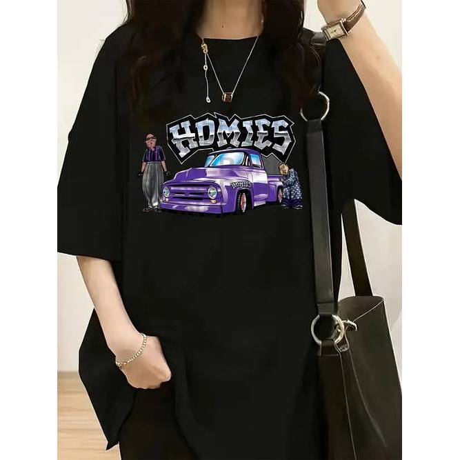 Camiseta Feminina Estampa Homies Personagens Street Hip Hop Confortável Estilosa Divertida Moda Casual